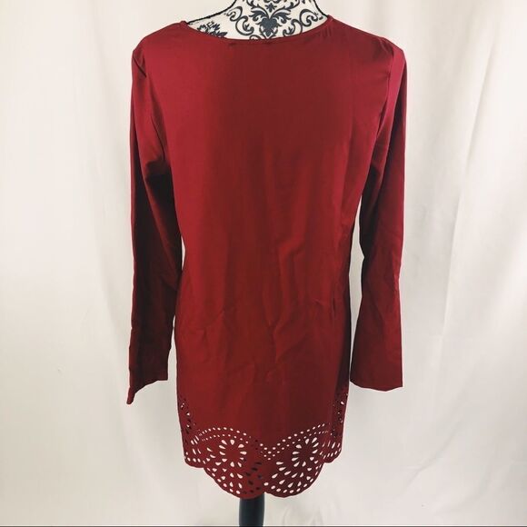 Shein Cutout Hem Shift Midi Long-sleeve Dress - Picture 5 of 7
